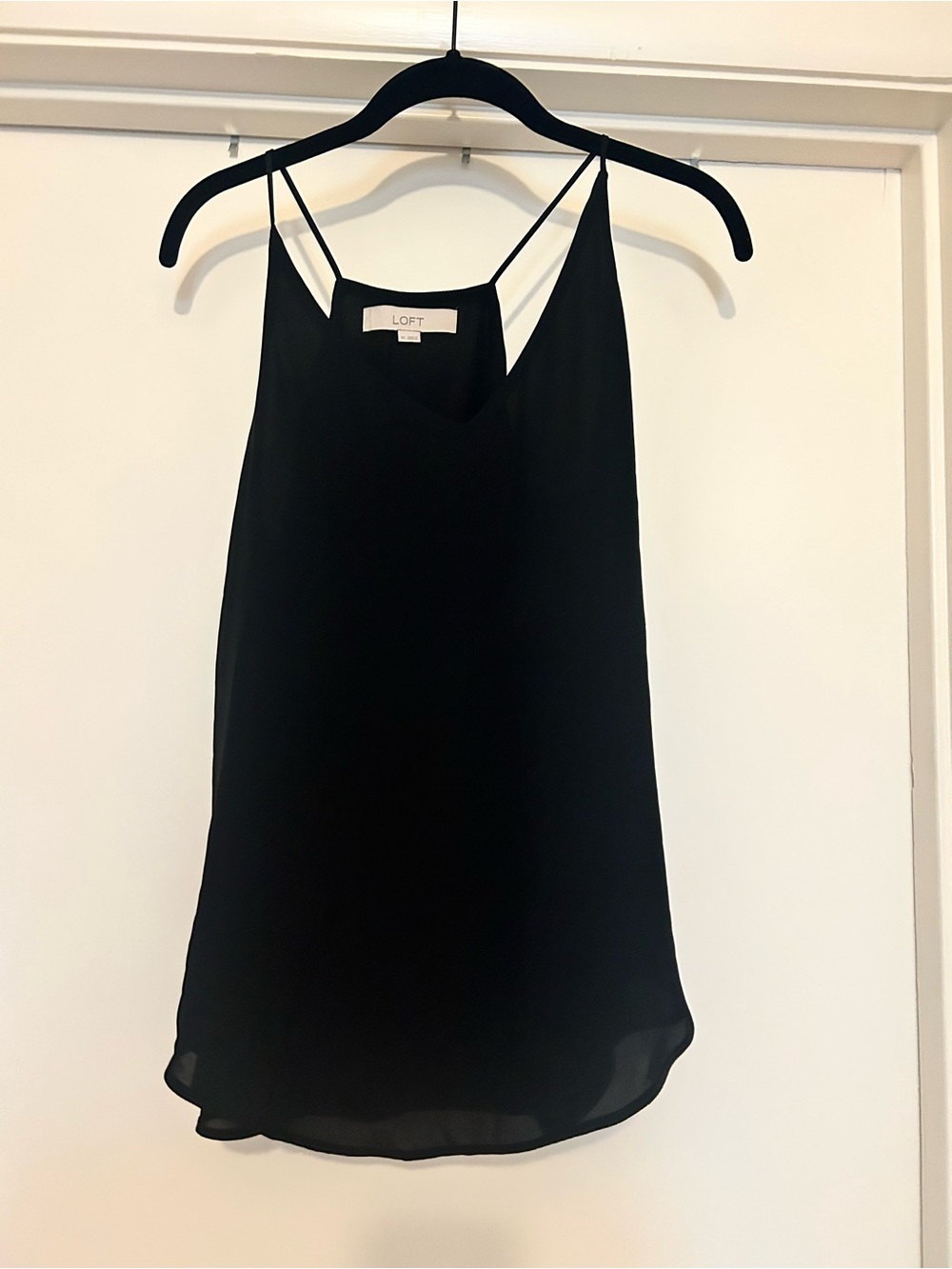LOFT Black Silky V-Neck Spaghetti Strap Cami